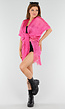 Roze Cover-Up met Fringes en Splitten aan de Zijkant