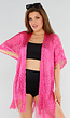Roze Cover-Up met Fringes en Splitten aan de Zijkant