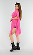 Roze Cover-Up met Fringes en Splitten aan de Zijkant