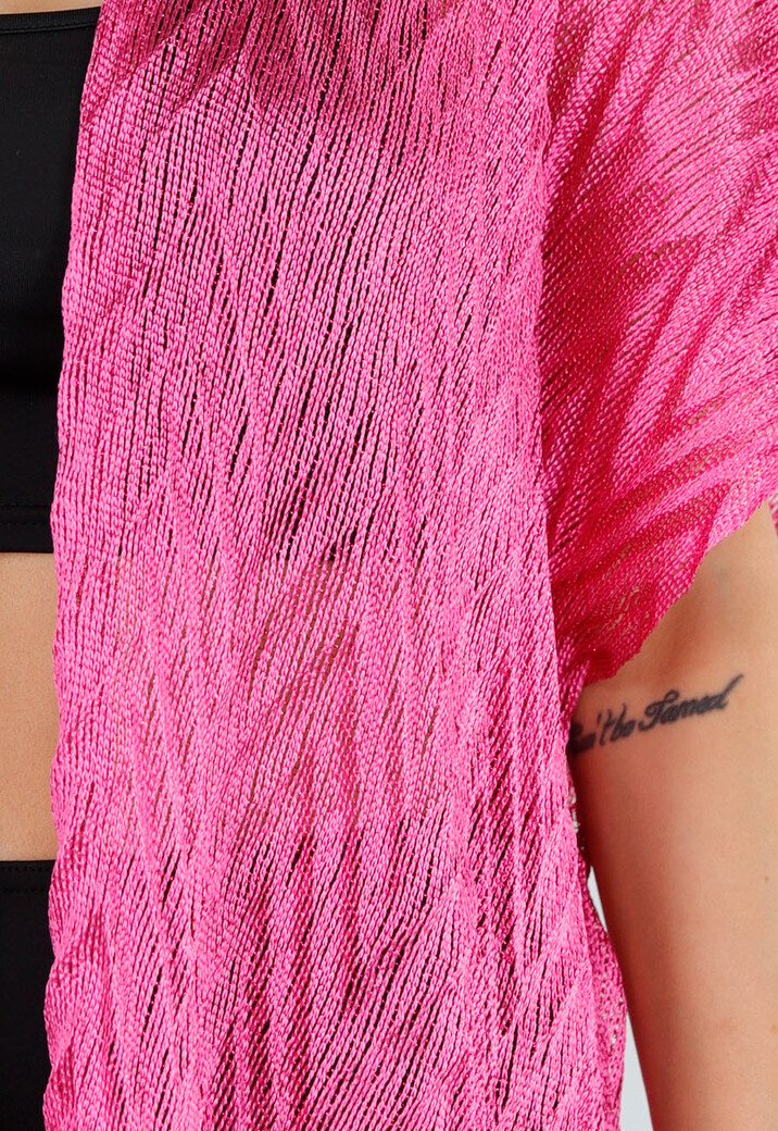 Roze Cover-Up met Fringes en Splitten aan de Zijkant
