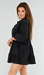Zwarte Tuniekjurk met Knoopsluiting en Volantmouwen