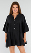 Zwarte Tuniekjurk met Knoopsluiting en Volantmouwen