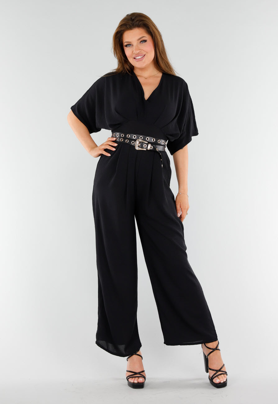 Jumpsuit met print en diepe V-hals