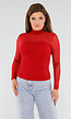 Rode Mesh Top Met Hoge Hals en Lange Mouwen