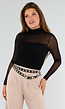 Zwarte Mesh Top Met Hoge Hals
