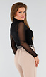 Zwarte Mesh Top Met Hoge Hals en Lange Mouwen