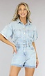 Lichtblauwe Denim Playsuit met Stretch