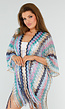Pastel Zigzag Cover-Up met Franjes en Open Gehaakt Motief