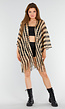 Goud-Zwarte Cover-Up met Zigzagpatroon en Franjes
