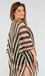 Goud-Zwarte Cover-Up met Zigzagpatroon en Franjes
