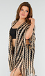 Goud-Zwarte Cover-Up met Zigzagpatroon en Franjes