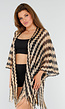 Goud-Zwarte Cover-Up met Zigzagpatroon en Franjes