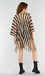 Goud-Zwarte Cover-Up met Zigzagpatroon en Franjes