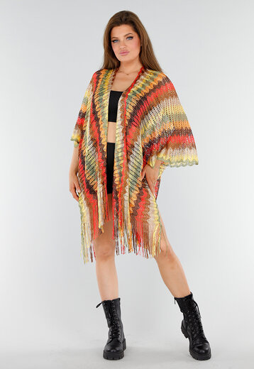Multicolor Kimono met Franjes