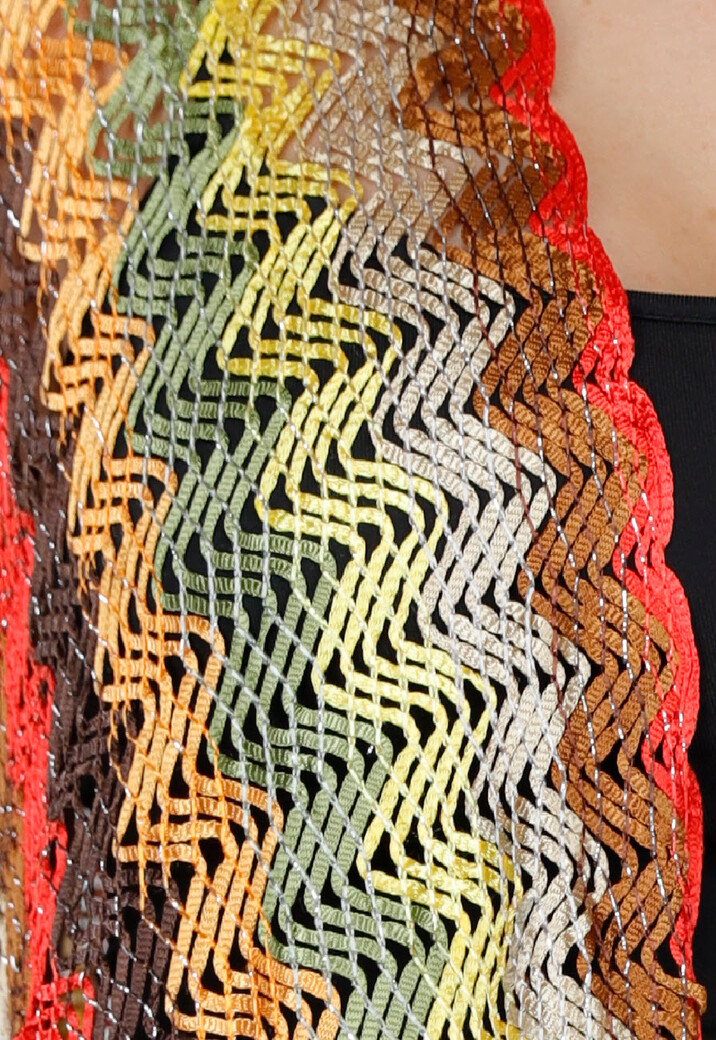 Multicolor Gehaakte Cover-Up met Zigzag en Franjes