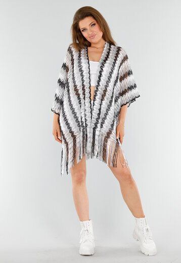 Wit-Zwarte Cover-Up met Franjes