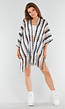 Wit-Zwarte Cover-Up met Zigzagpatroon en Franjes