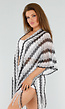 Wit-Zwarte Cover-Up met Zigzagpatroon en Franjes