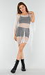 Witte Fishnet Cover-Up met Franjes en Puntige Zoom