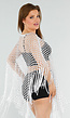 Witte Fishnet Cover-Up met Franjes en Puntige Zoom