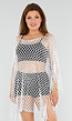 Witte Fishnet Cover-Up met Franjes en Puntige Zoom