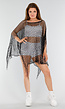 Zwarte Fishnet Cover-Up met Franjes en Ruitstructuur
