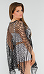 Zwarte Fishnet Cover-Up met Franjes en Ruitstructuur