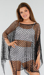 Zwarte Fishnet Cover-Up met Franjes en Ruitstructuur