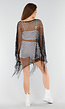 Zwarte Fishnet Cover-Up met Franjes en Ruitstructuur