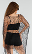 Zwarte Fishnet Cover-Up met Asymmetrische Puntzoom