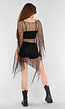 Zwarte Fishnet Cover-Up met Asymmetrische Puntzoom