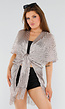 Taupe Cover-Up met Franjes en Splitten aan de Zijkant
