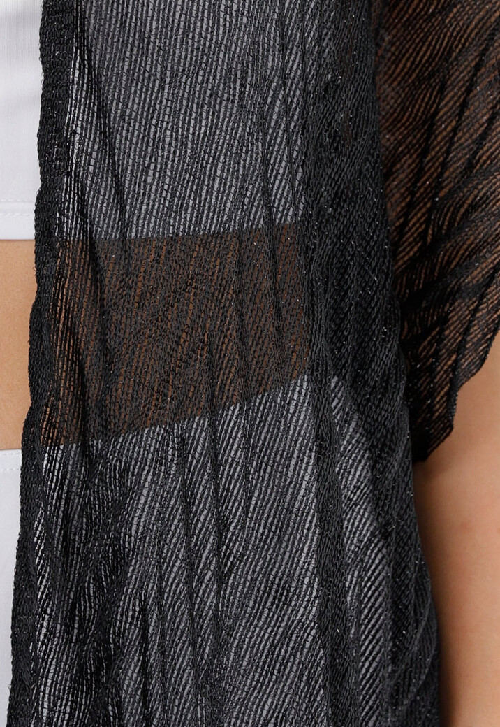 Zwarte Festival Kimono met Franjes en Zijsplitten