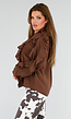 Bruine Blouse met Volants en Losvallende Ballonmouwen