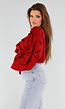 Rode Blouse met Volants en Losvallende Ballonmouwen