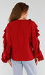 Rode Blouse met Volants en Losvallende Ballonmouwen