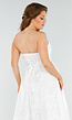 Witte Strapless Midi Jurk met Jacquardlook en Vetersluiting
