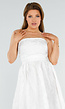 Witte Strapless Midi Jurk met Jacquardlook en Vetersluiting