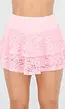 Roze Kanten Skort met Dubbele Ruches en Brede Tailleband