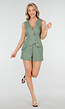Groene Linnenlook 2-Piece Set met Asymmetrisch Gilet