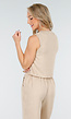 Beige Linnenlook 2-Piece Set met Gilet en Wijde Broek