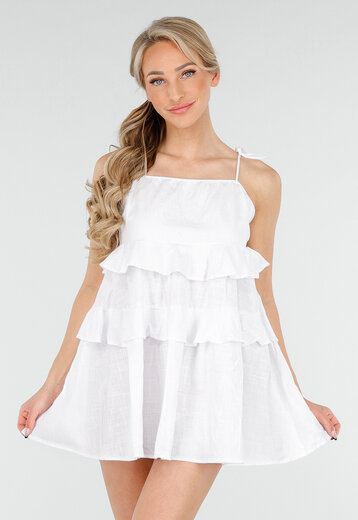 Witte Volantjurk met Bandjes