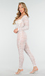 Witte Lace Catsuit Jumpsuit met Lange Mouwen en Transparante Details