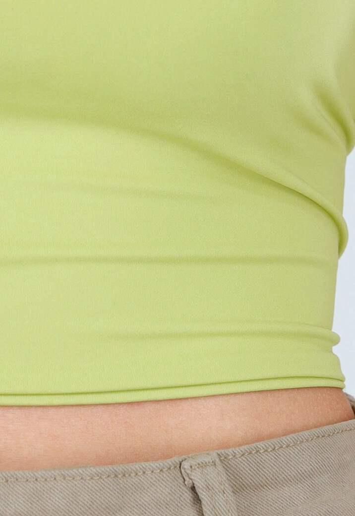 Olijfgroene Crop Top met Vierkante Hals en Brede Bandjes