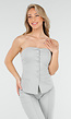 Lichtgrijze Strapless Gilet Top met Knoopsluiting