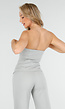 Lichtgrijze Strapless Gilet Top met Knoopsluiting