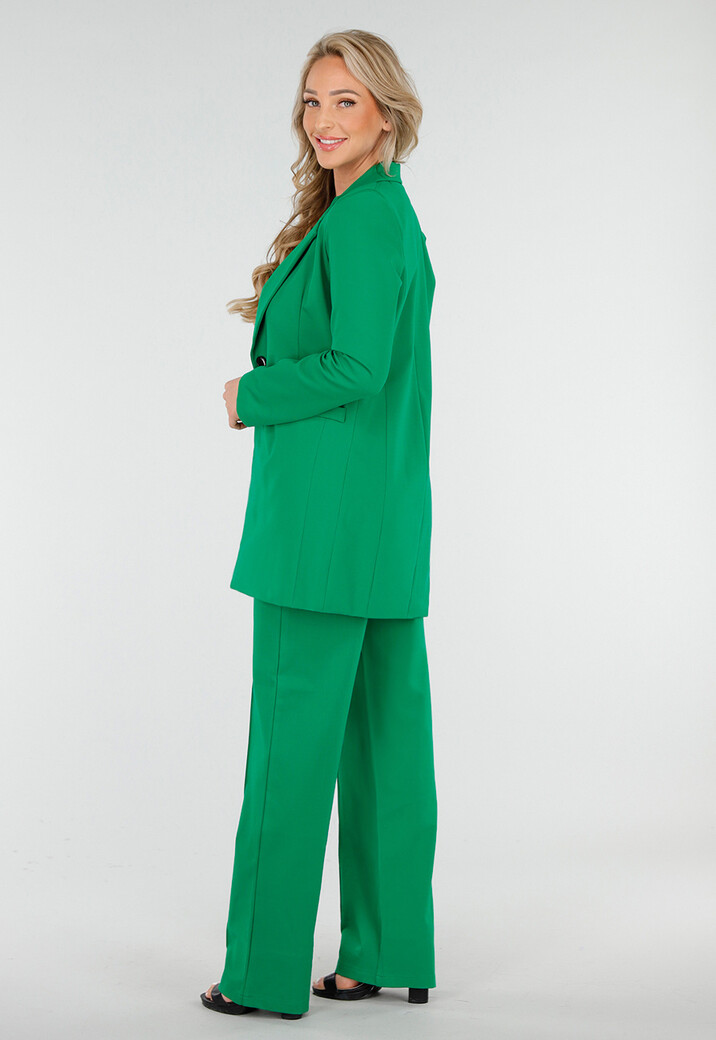 Donkergroene Halflange Blazer met Stretch