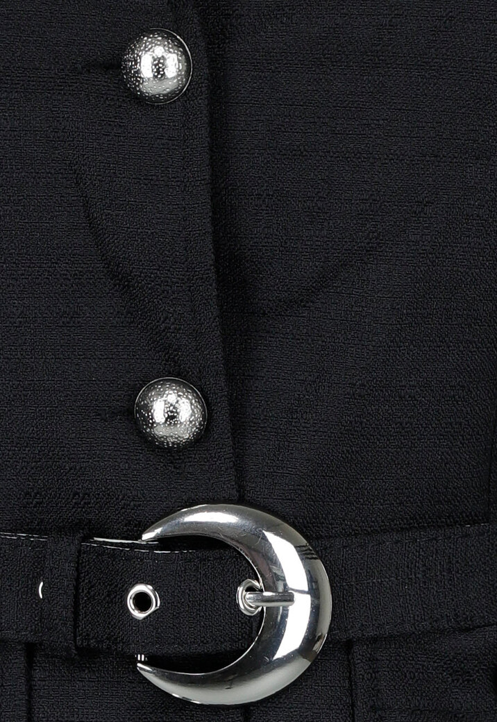 Zwarte 2-Piece Met Mouwloos Gilet en Plissé Maxi Rok