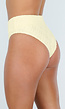 Butter Yellow High Waist Bikinibroekje met Bloemenstructuur
