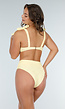 Butter Yellow High Waist Bikinibroekje met Bloemenstructuur